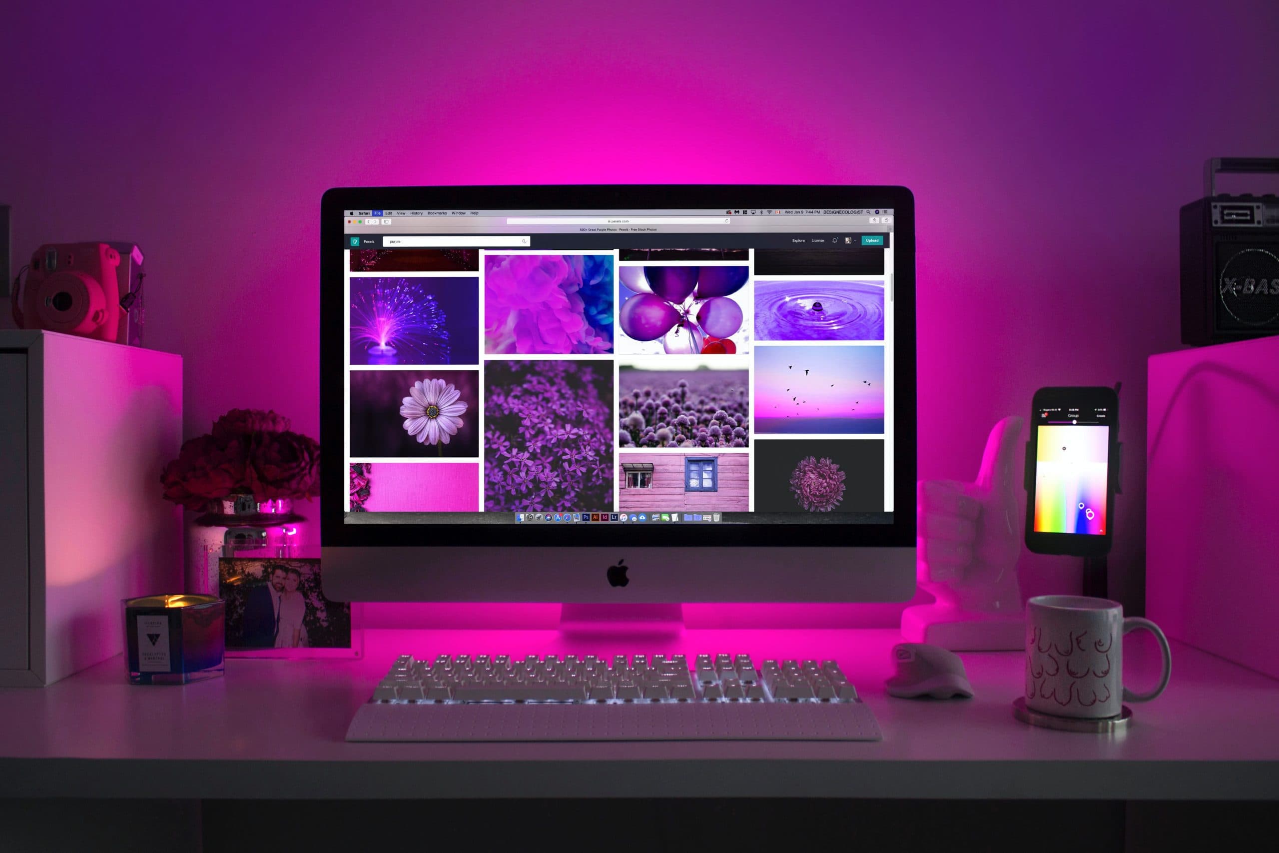 pink computer screen